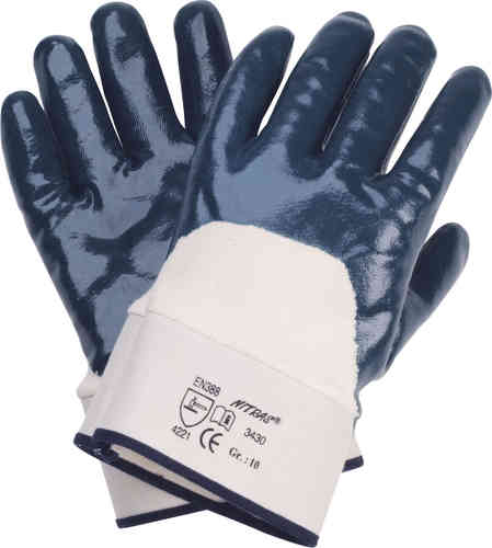 Nitril-Handschuhe, blau, Sicherheitsstulpe, Gr. 7-10, VE=12P.