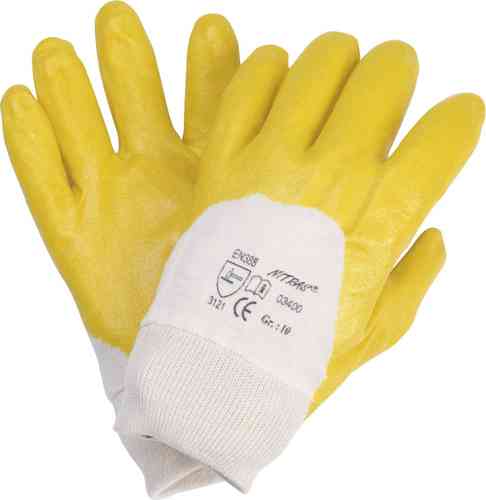 Nitril-Handschuhe, Strickbund, gelb,  Gr. 7 - 11, VE=12P.