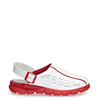 B-Schuh Dynamic 7313 Clog weiß/rot mit Aufdruck  - 35 - 48